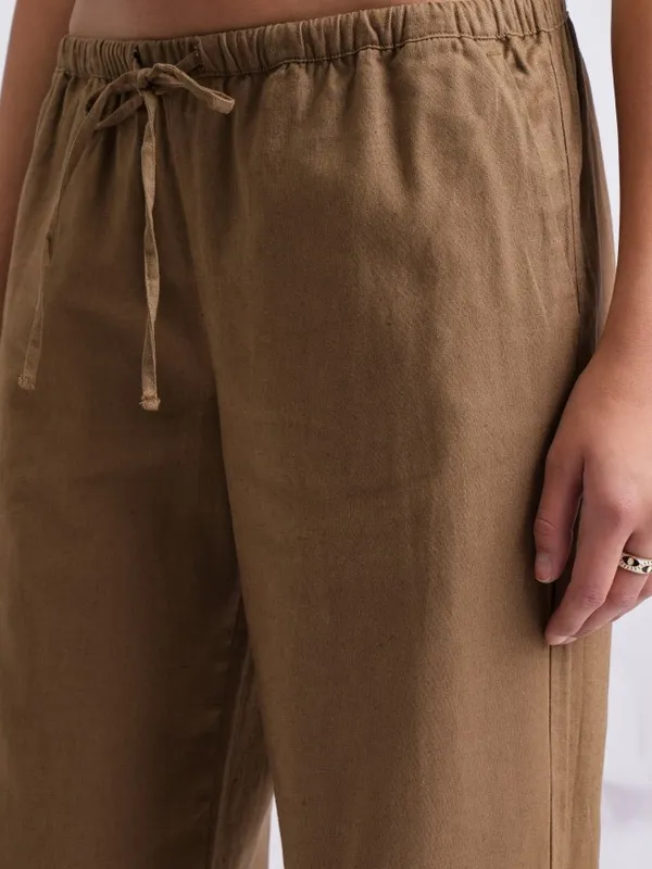Solid Flared Casual Trousers