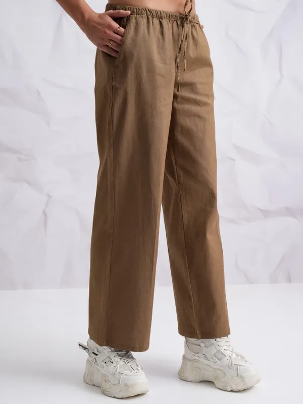 Solid Flared Casual Trousers