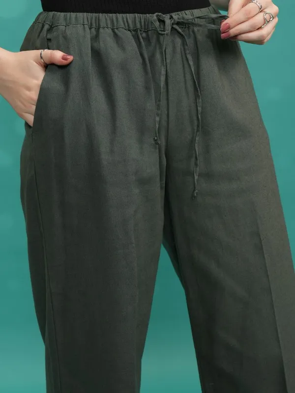 Solid Flared Casual Trousers