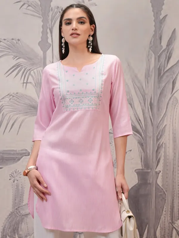  Vishudh Women Pink Embroidered Tunics