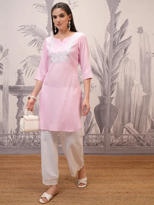  Vishudh Women Pink Embroidered Tunics
