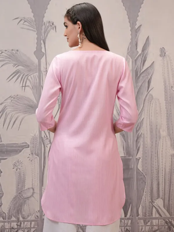  Vishudh Women Pink Embroidered Tunics
