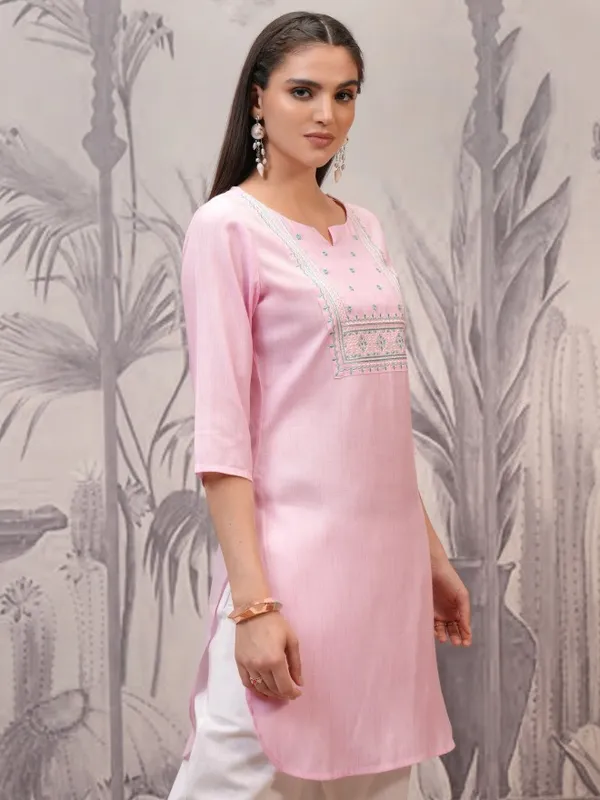  Vishudh Women Pink Embroidered Tunics