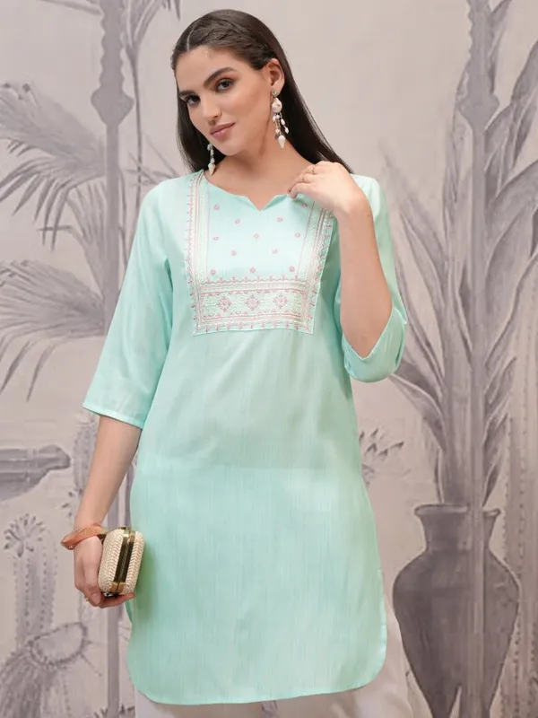 Round Neck Embroidered Tunic