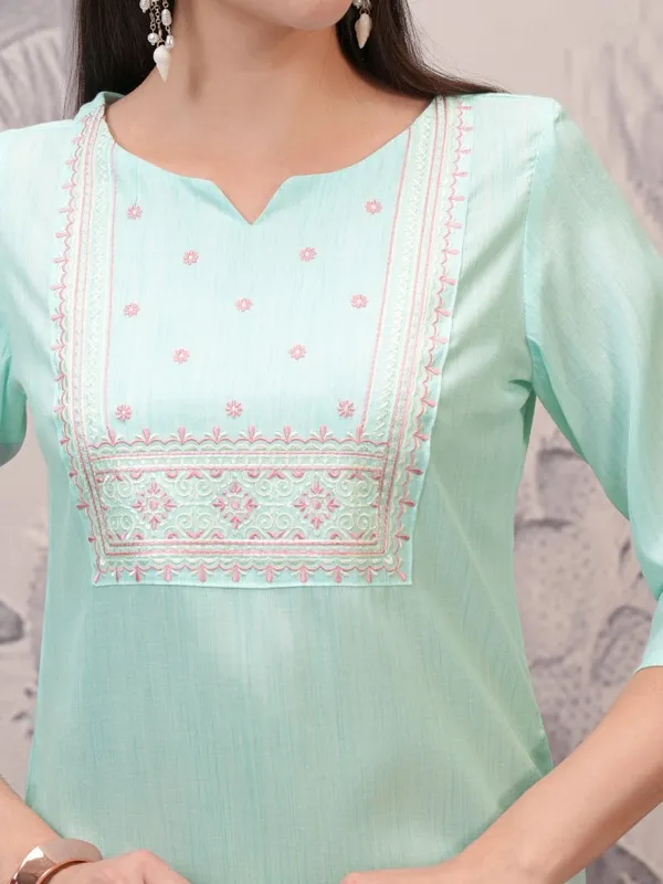 Round Neck Embroidered Tunic