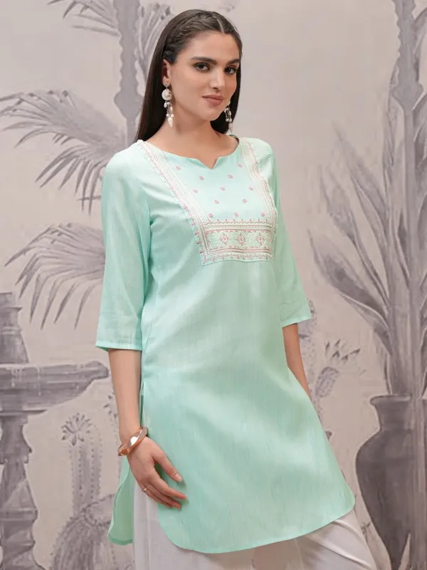 Round Neck Embroidered Tunic