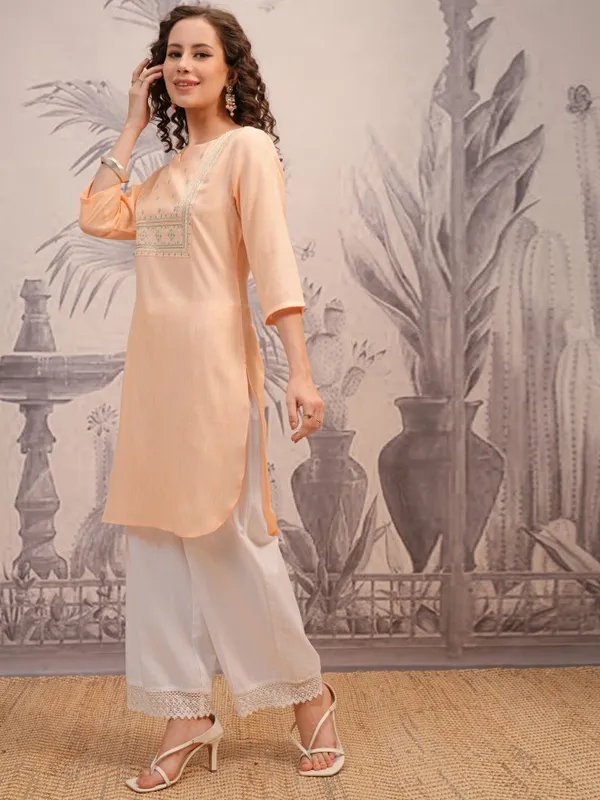  Vishudh Women Peach Embroidered Tunics