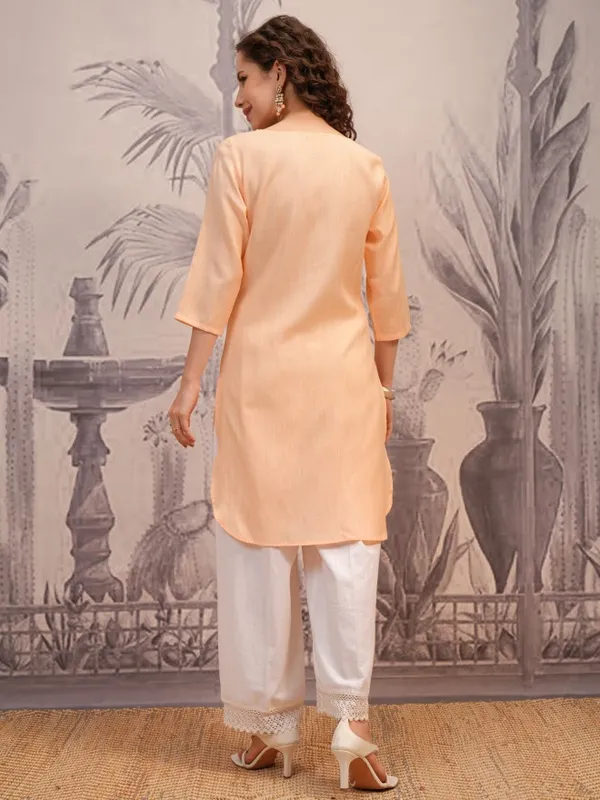  Vishudh Women Peach Embroidered Tunics
