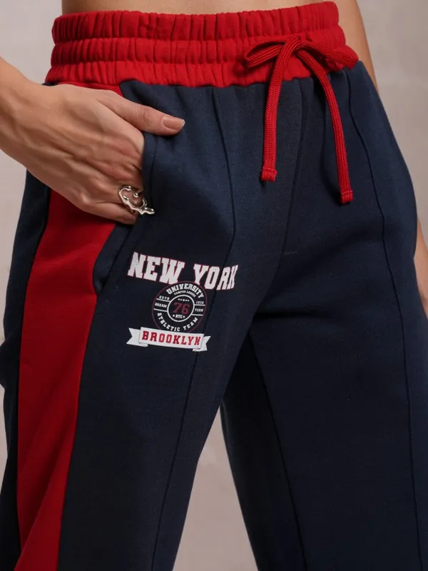 Tokyo Talkies Women Navy Blue Bootcut Track Pant