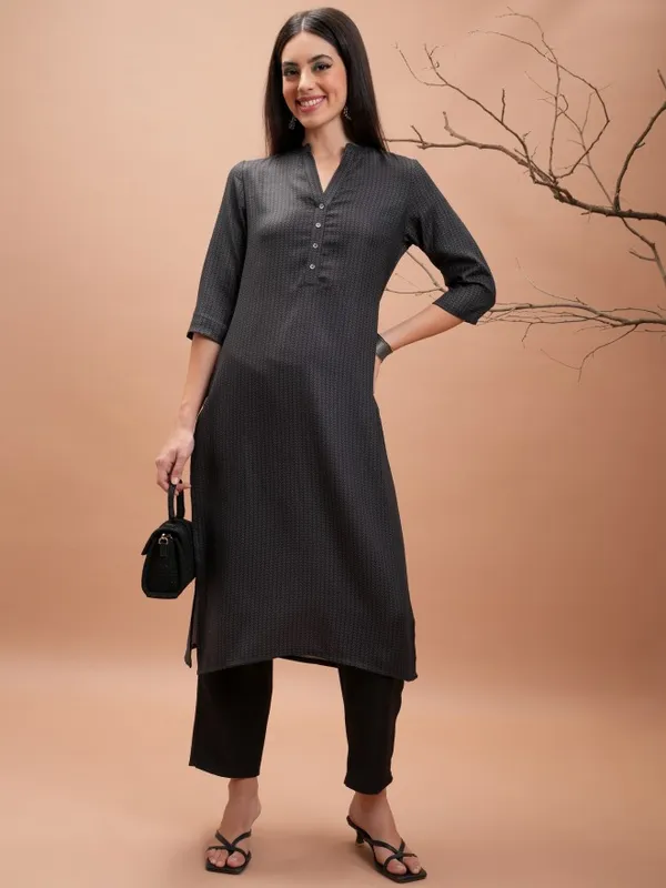  Vishudh  Women Black Printed Kurta Sets