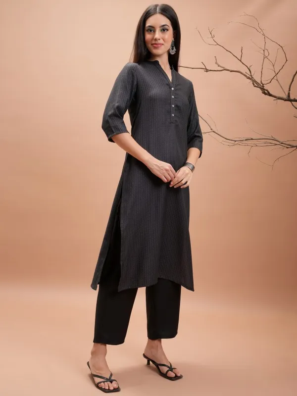  Vishudh  Women Black Printed Kurta Sets