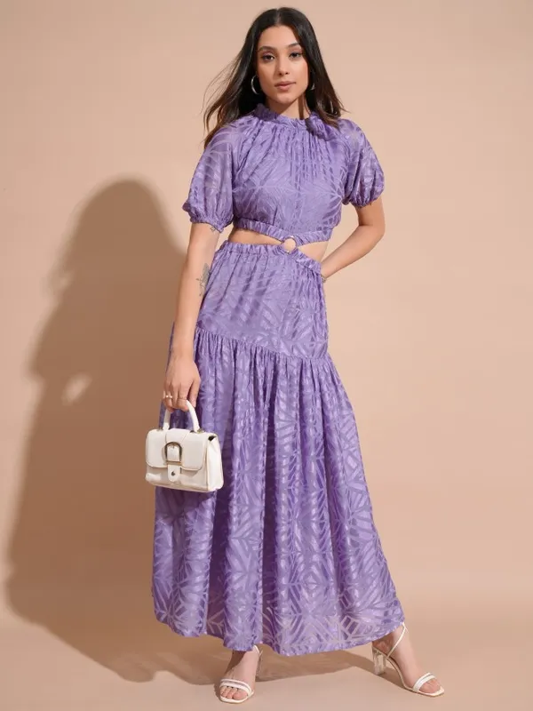 Tokyo Talkies Women Purple Printed Maxi Dress