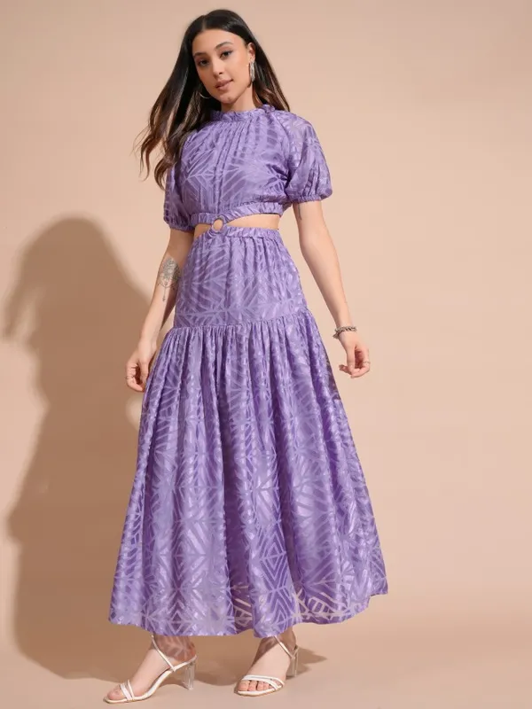 Tokyo Talkies Women Purple Printed Maxi Dress