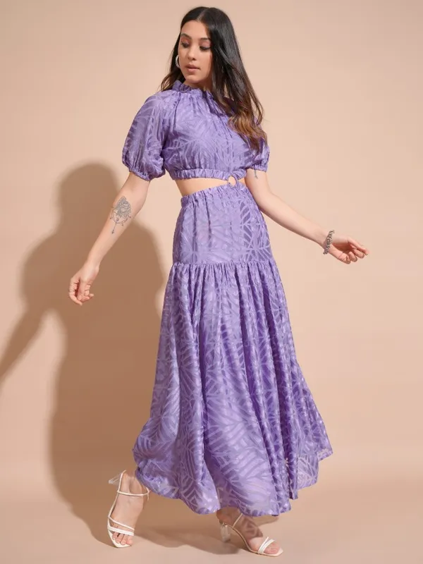 Tokyo Talkies Women Purple Printed Maxi Dress