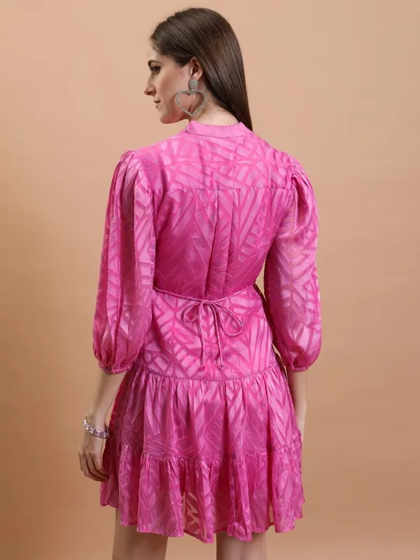 Tokyo Talkies Women Pink Printed Fit And Flare Dress