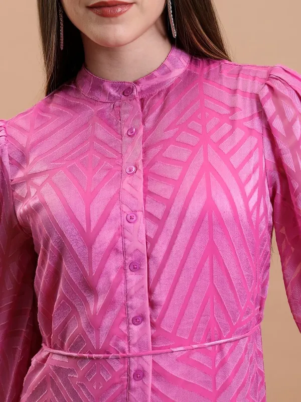 Tokyo Talkies Women Pink Printed Fit And Flare Dress