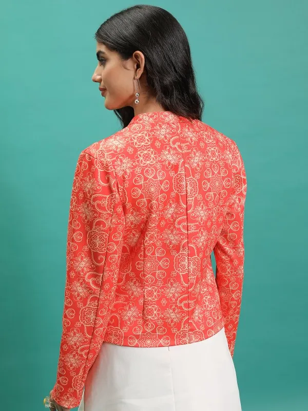 Tokyo Talkies Women Orange Single-Breasted Blazer