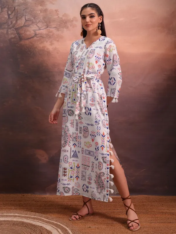  Vishudh Women White Printed A-Line Dresses