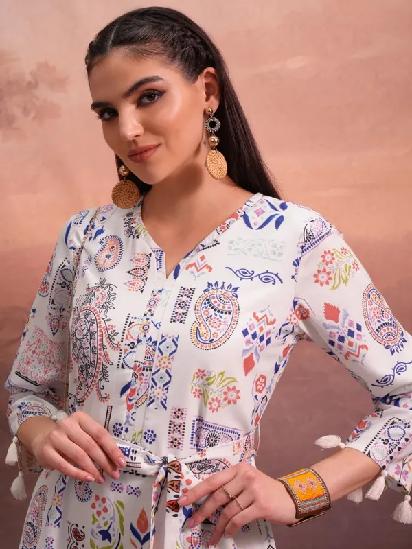  Vishudh Women White Printed A-Line Dresses