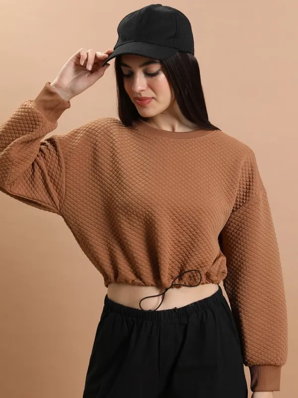 Women Self Design Sweatshirts