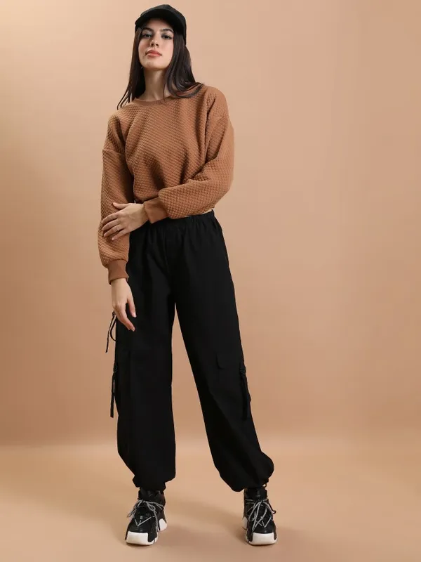 Women Self Design Sweatshirts