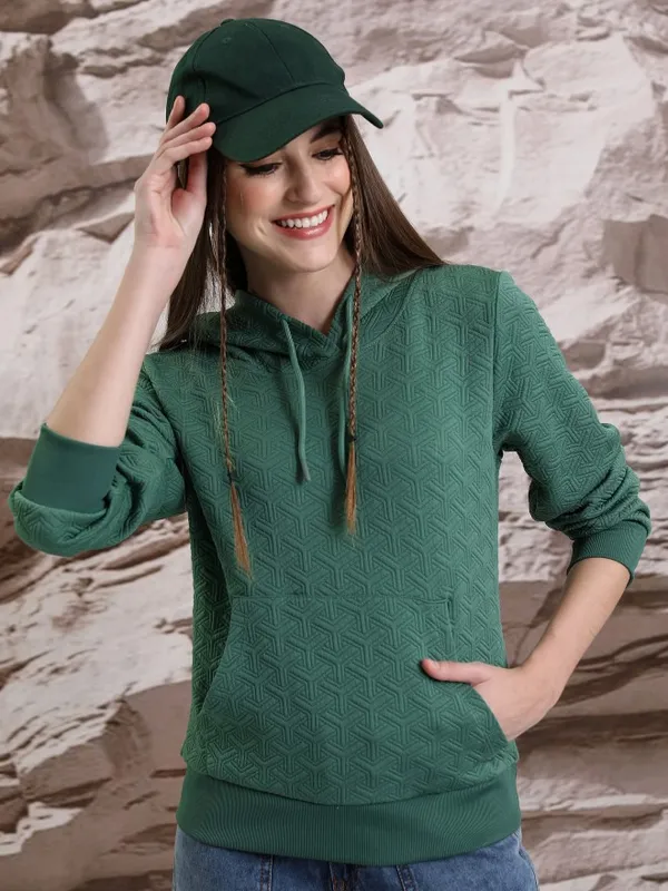 Women Self Design Sweatshirt