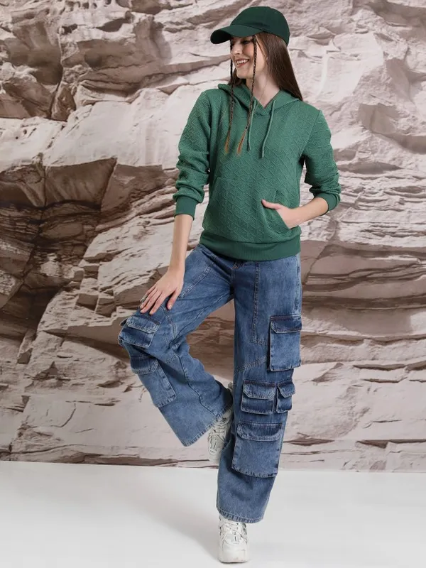 Women Self Design Sweatshirt