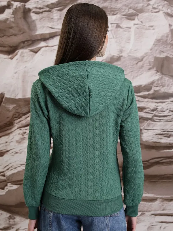 Women Self Design Sweatshirt