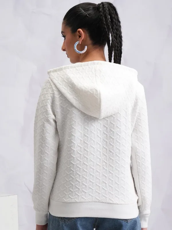 Women Self Design Sweatshirt