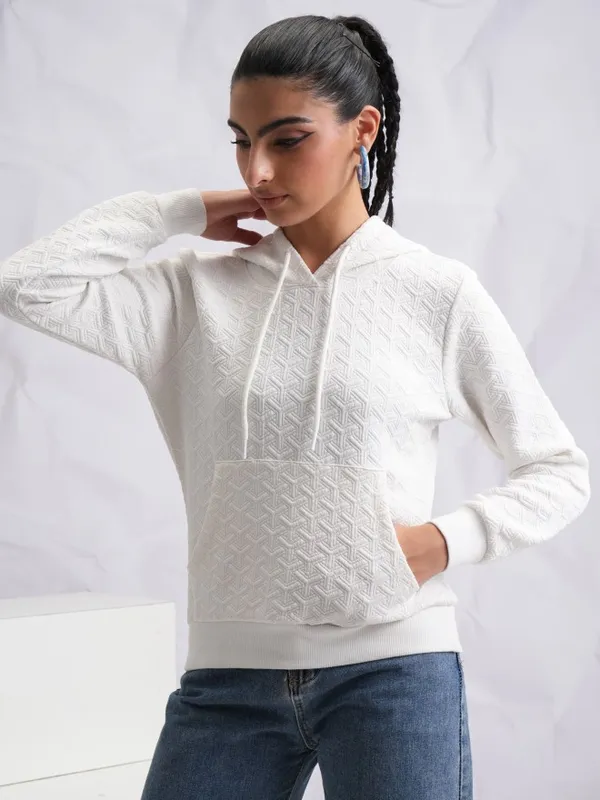Women Self Design Sweatshirt