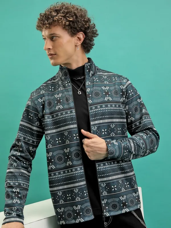  Highlander Men Teal High Neck Pullover Sweatshirts