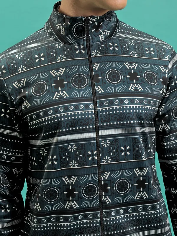  Highlander Men Teal High Neck Pullover Sweatshirts