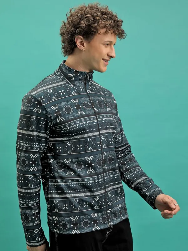  Highlander Men Teal High Neck Pullover Sweatshirts