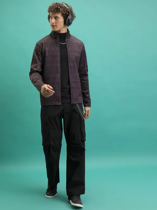  Highlander Men Purple High Neck Pullover Sweatshirts