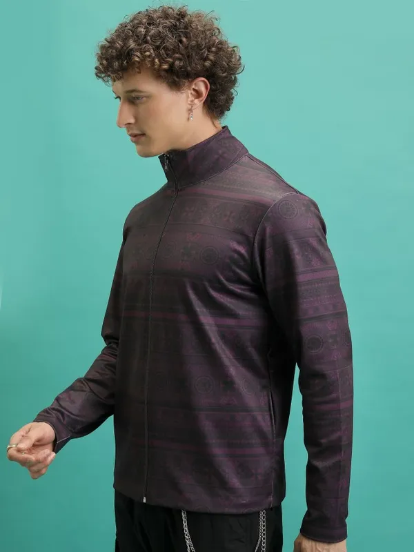  Highlander Men Purple High Neck Pullover Sweatshirts