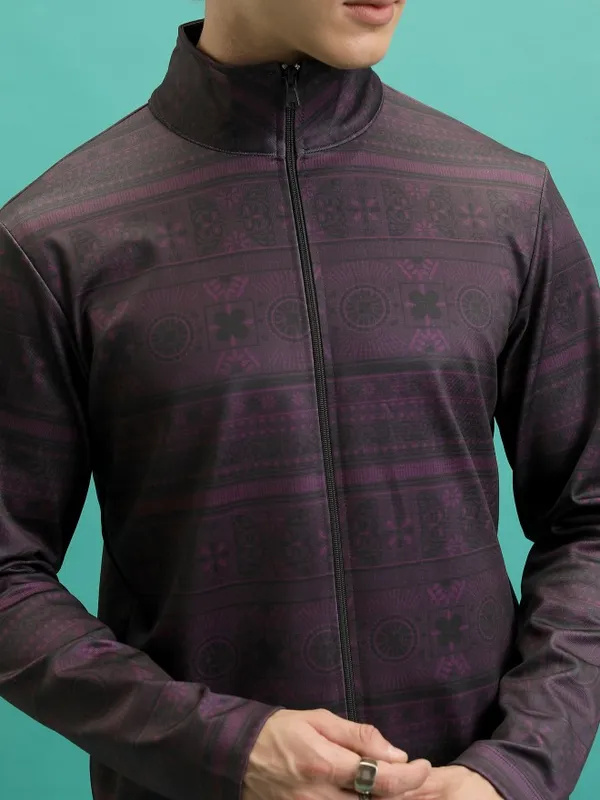  Highlander Men Purple High Neck Pullover Sweatshirts