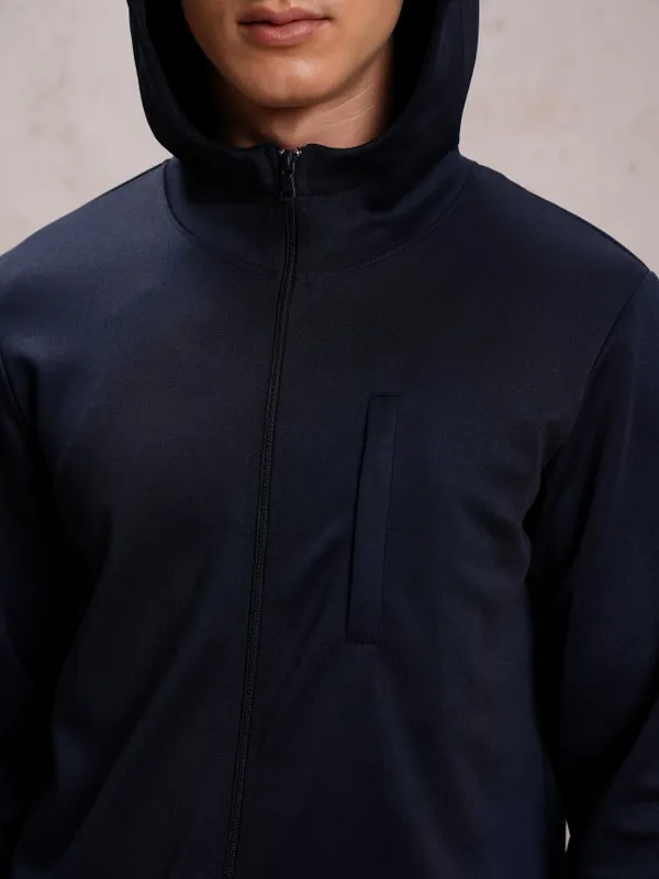 Highlander Men Navy Blue Solid Open Front Jacket