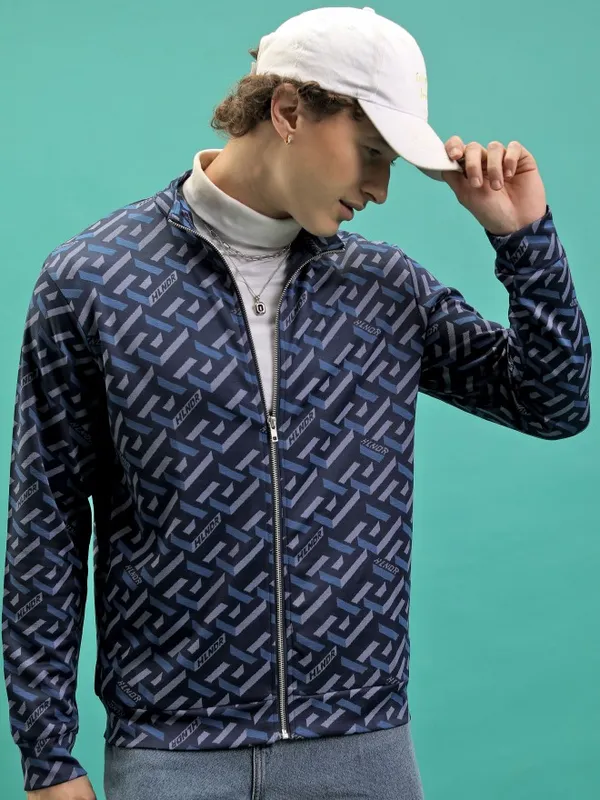  Highlander Men Navy Blue High Neck Pullover Sweatshirts