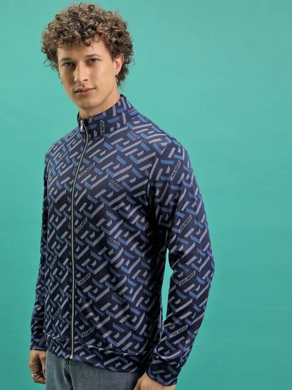  Highlander Men Navy Blue High Neck Pullover Sweatshirts