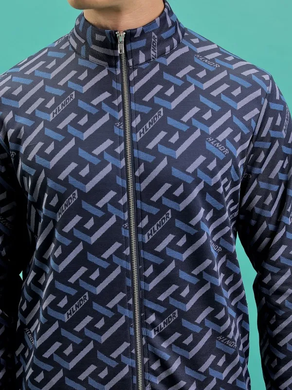 Highlander Men Navy Blue High Neck Pullover Sweatshirts