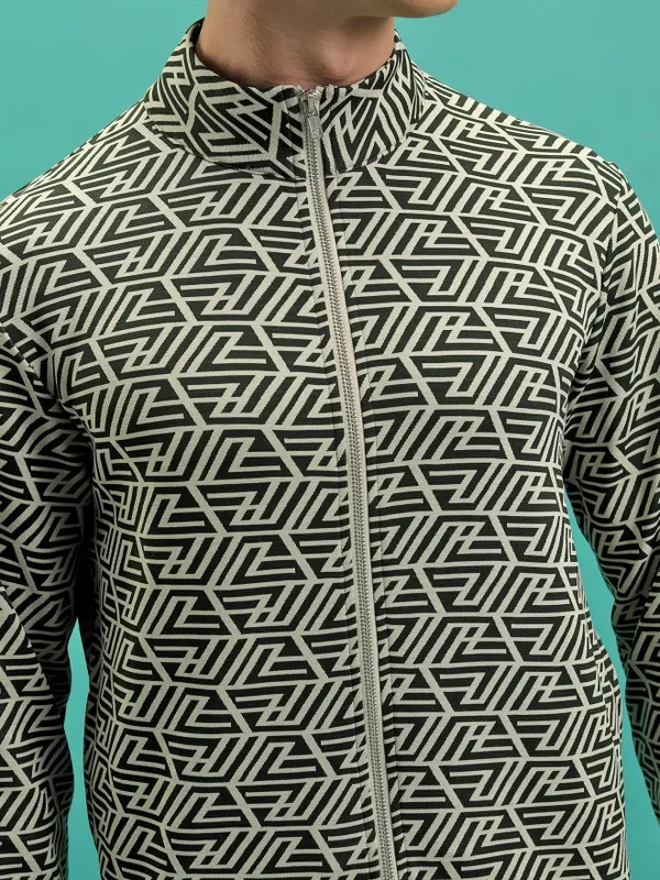  Highlander Men Olive High Neck Front-Open Sweatshirts