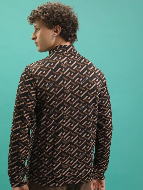 Highlander Men Brown High Neck Pullover Sweatshirt