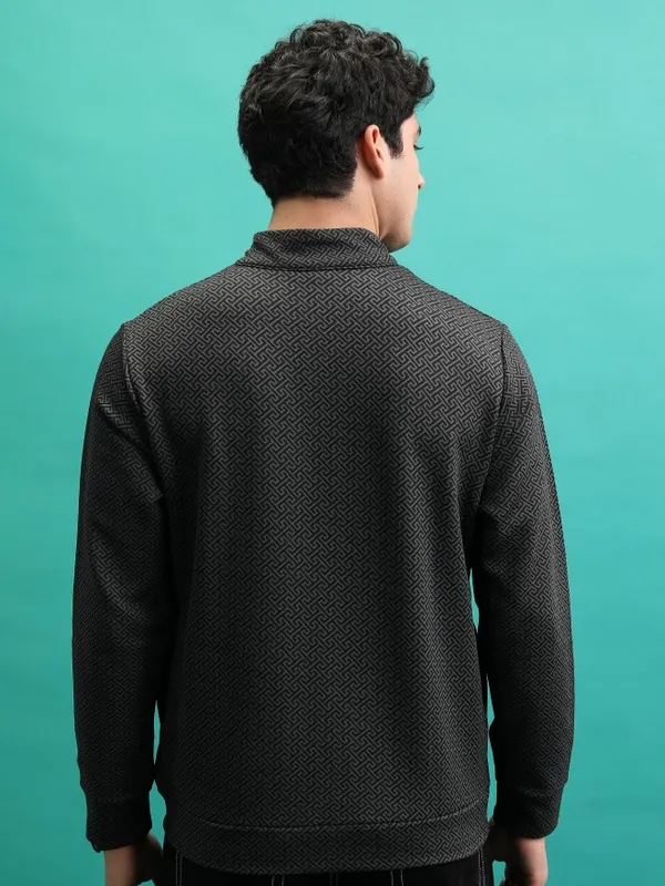  HIGHLANDER Men Grey High Neck Pullover Sweatshirts
