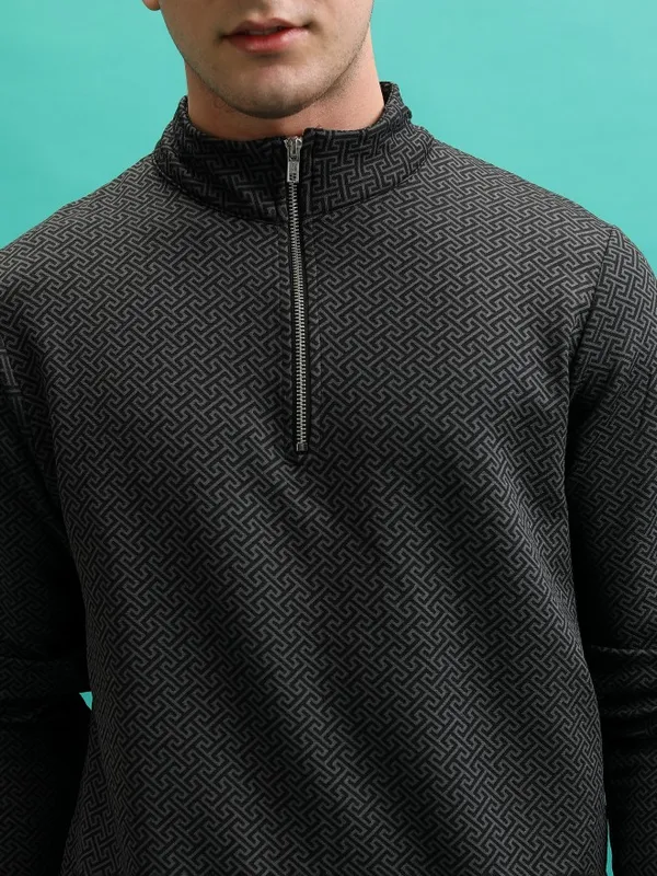  HIGHLANDER Men Grey High Neck Pullover Sweatshirts