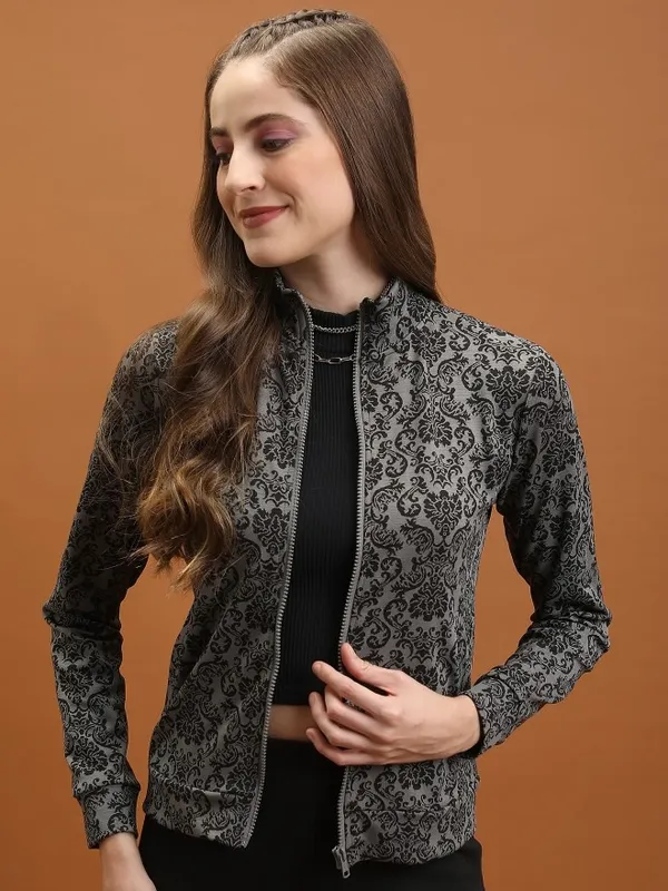  Tokyo Talkies Women Grey Open Front Jacket Jackets