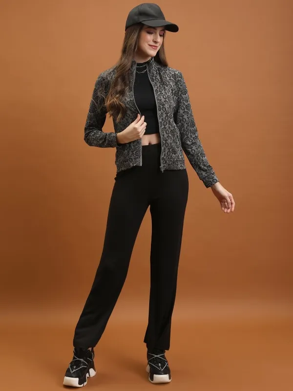  Tokyo Talkies Women Grey Open Front Jacket Jackets