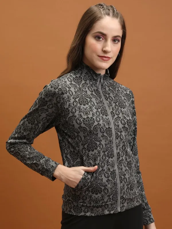  Tokyo Talkies Women Grey Open Front Jacket Jackets