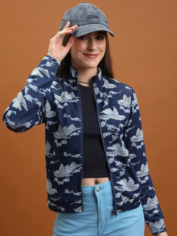  Tokyo Talkies Women Blue Open Front Jacket Jackets