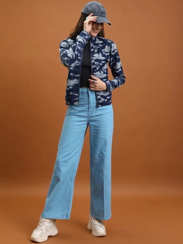  Tokyo Talkies Women Blue Open Front Jacket Jackets
