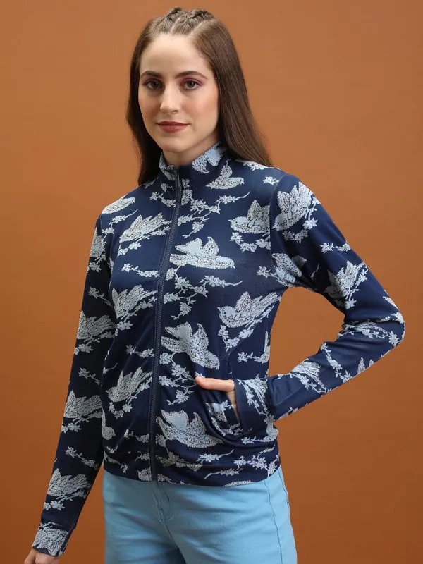  Tokyo Talkies Women Blue Open Front Jacket Jackets